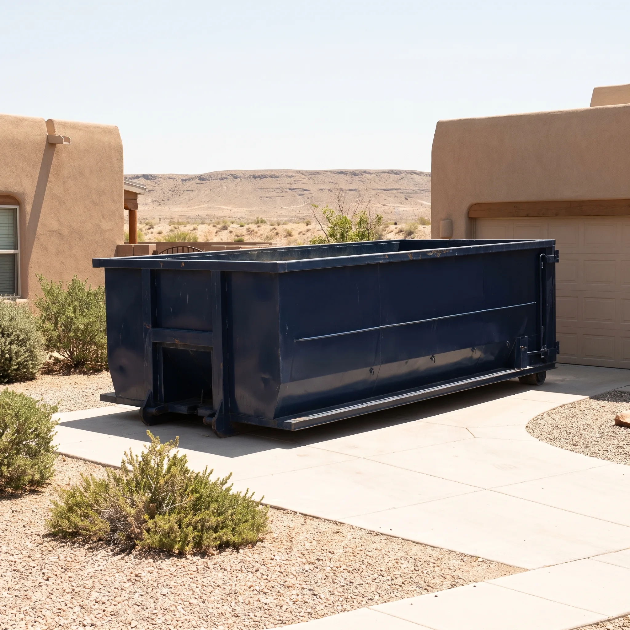 Roll-off dumpster on a Arizona job site