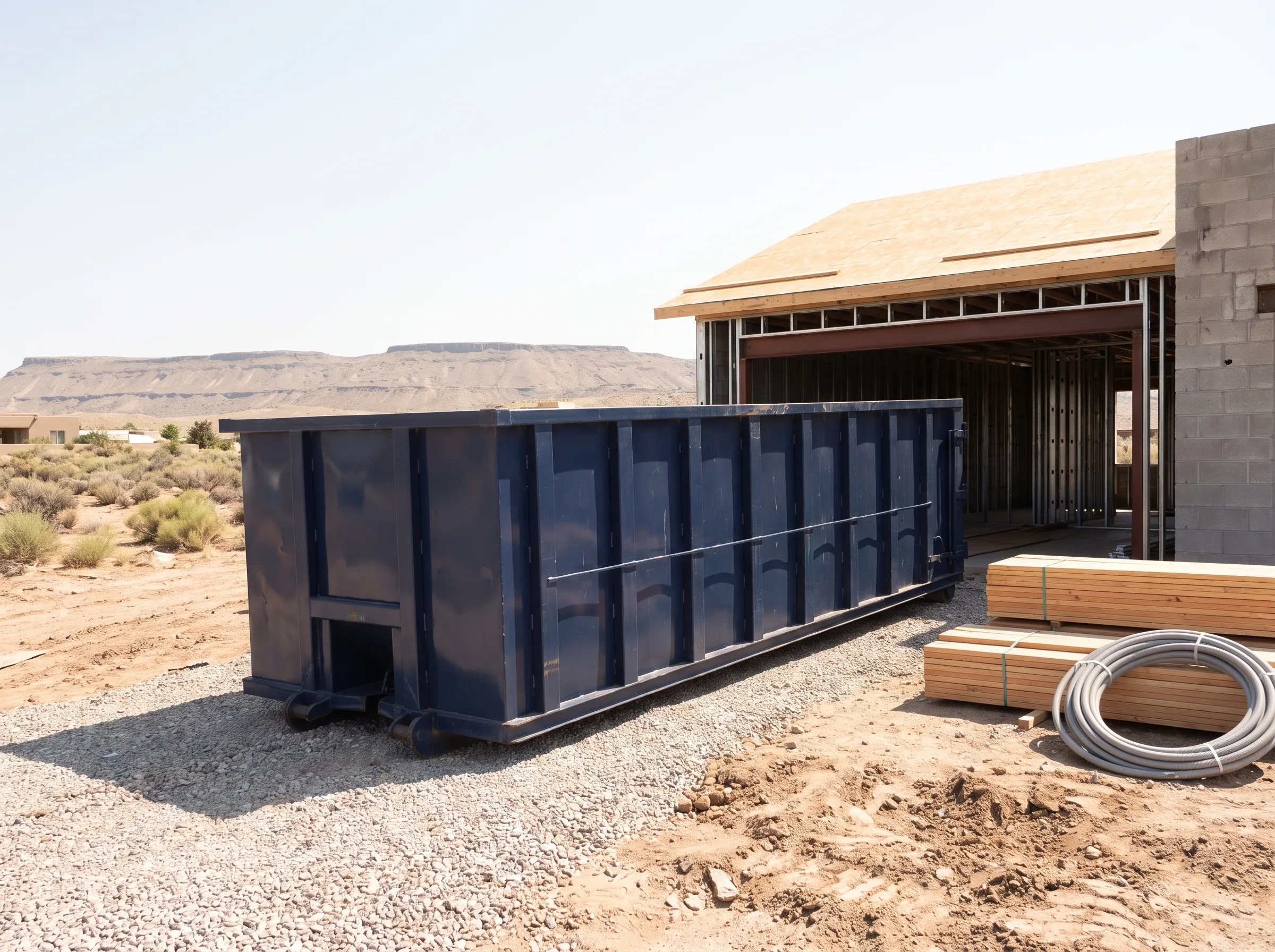 Roll-off dumpster being loaded in Arizona