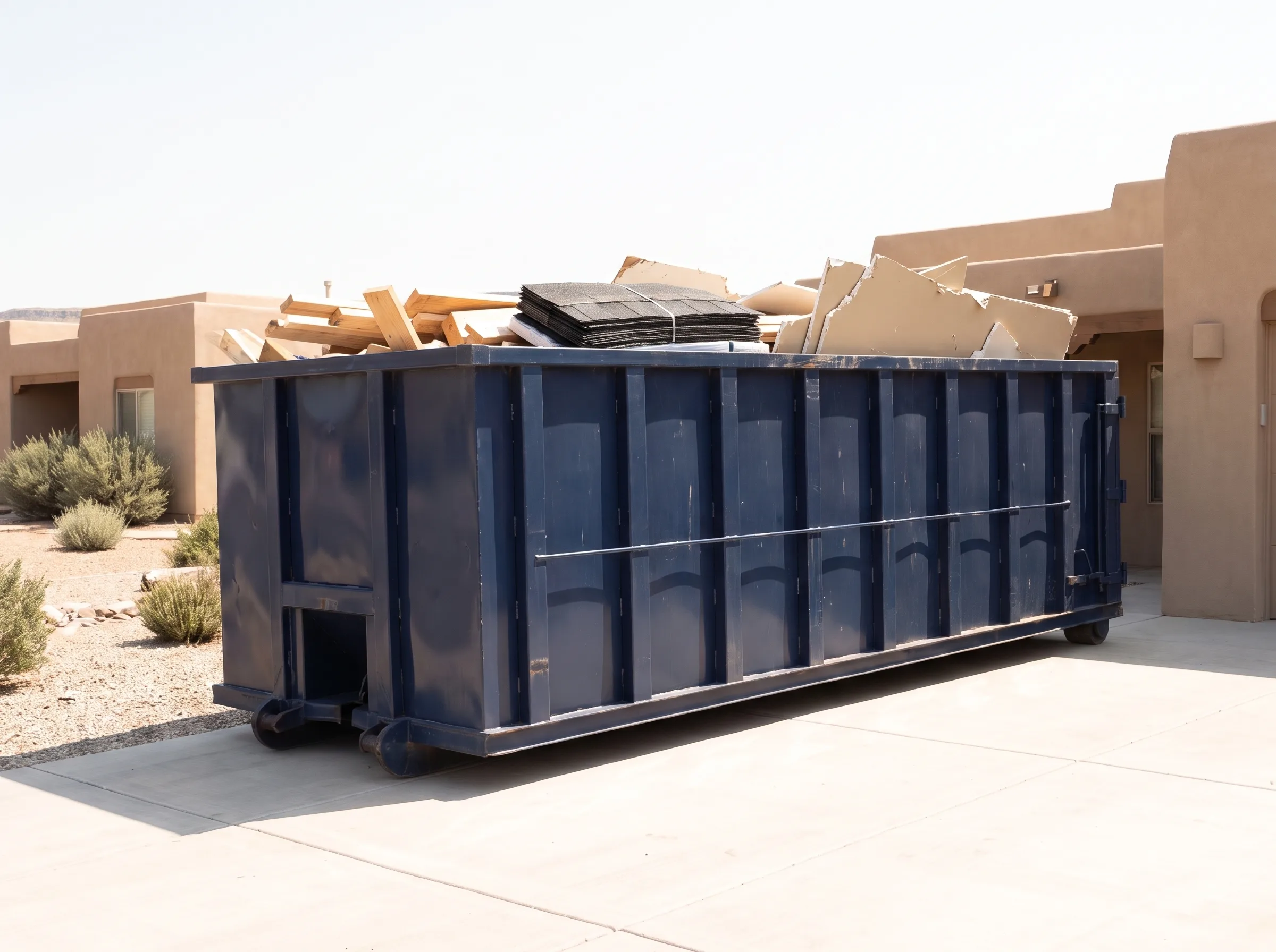 Roll-off dumpster being loaded in Apache County, AZ